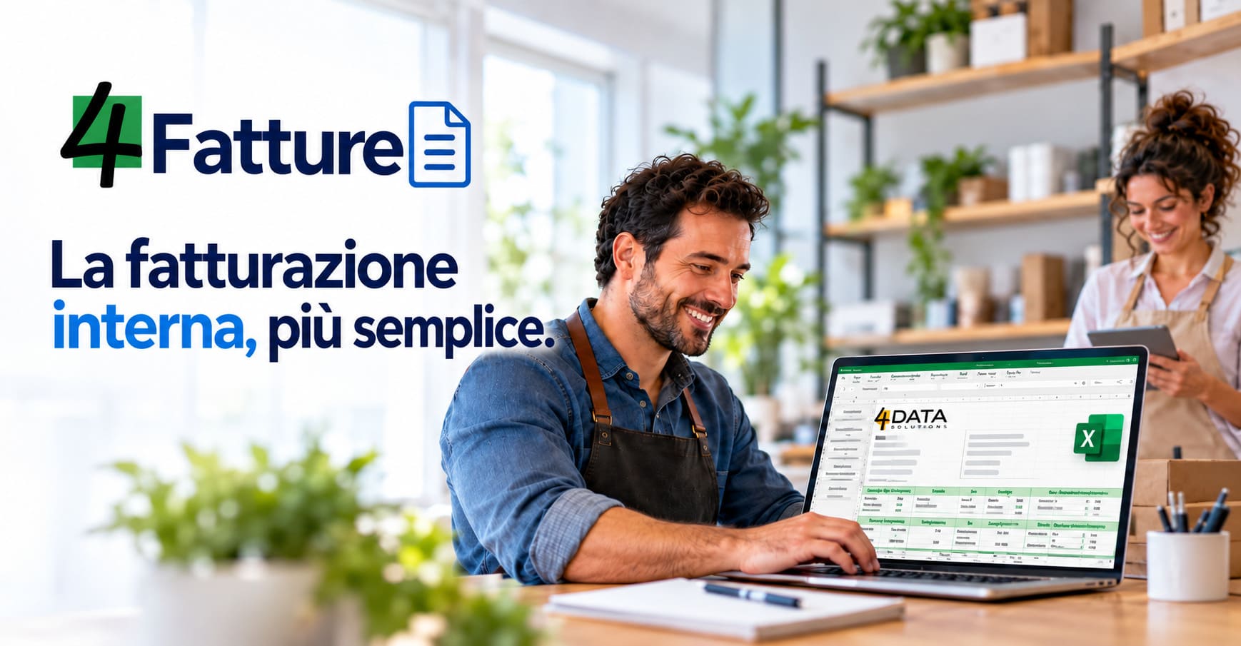 4Fatture, software Excel per la fatturazione elettronica interna a San Marino, utilizzato da un artigiano al computer.